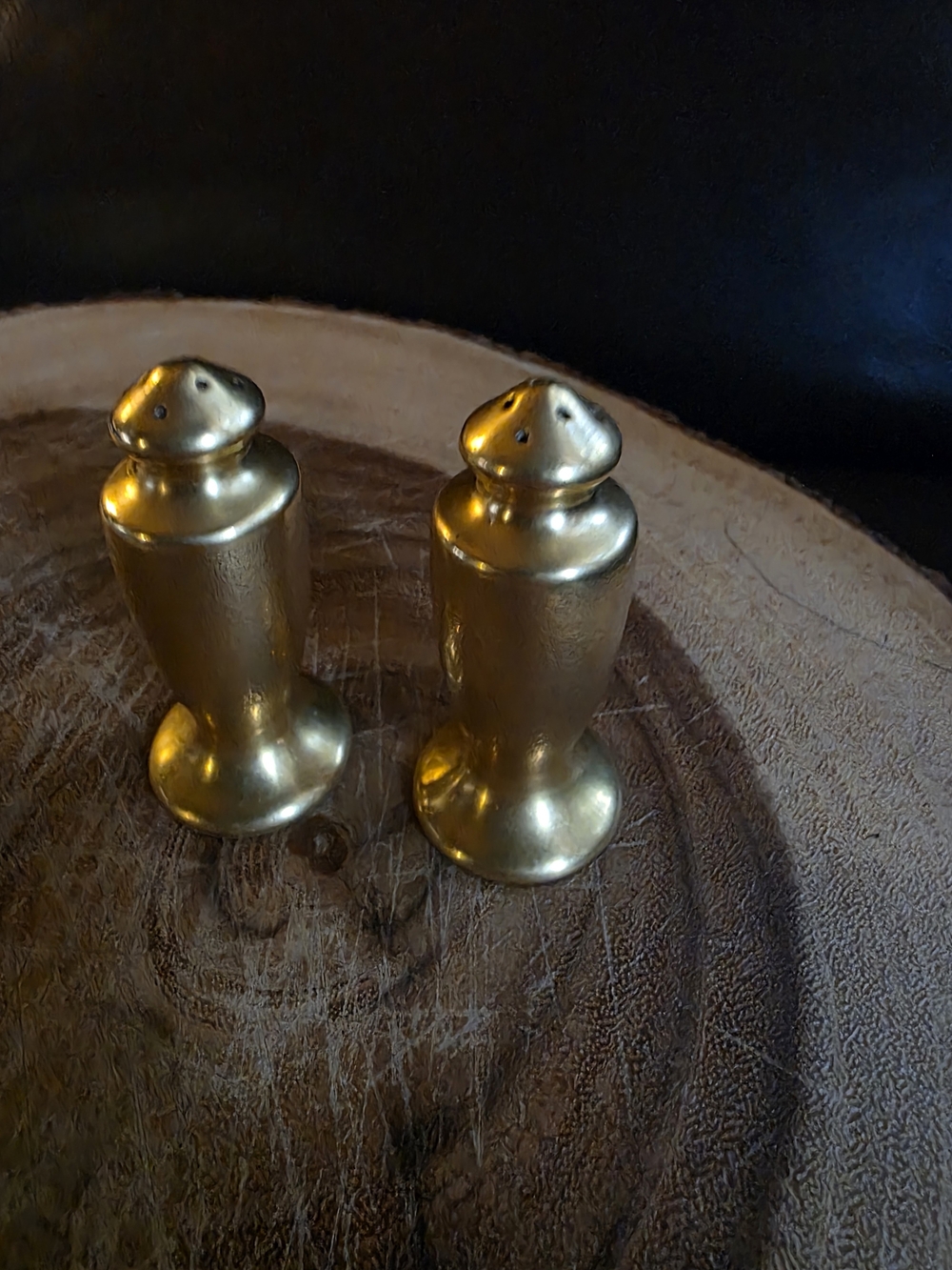 Vintage Pickard 24K Gold Gilded Porcelain Salt and Pepper Shakers Set